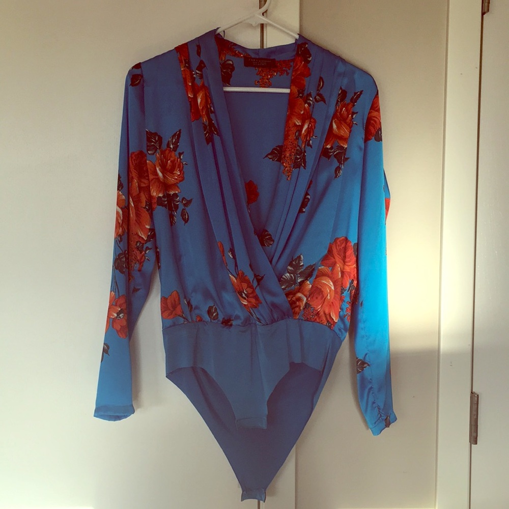 Zara Blue Floral Bodysuit